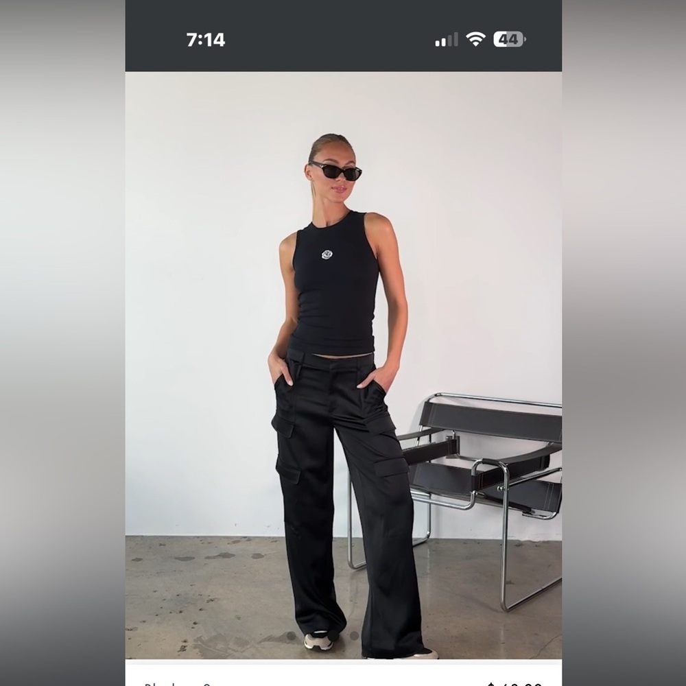 Noli Black Wide Leg Cargo Pants